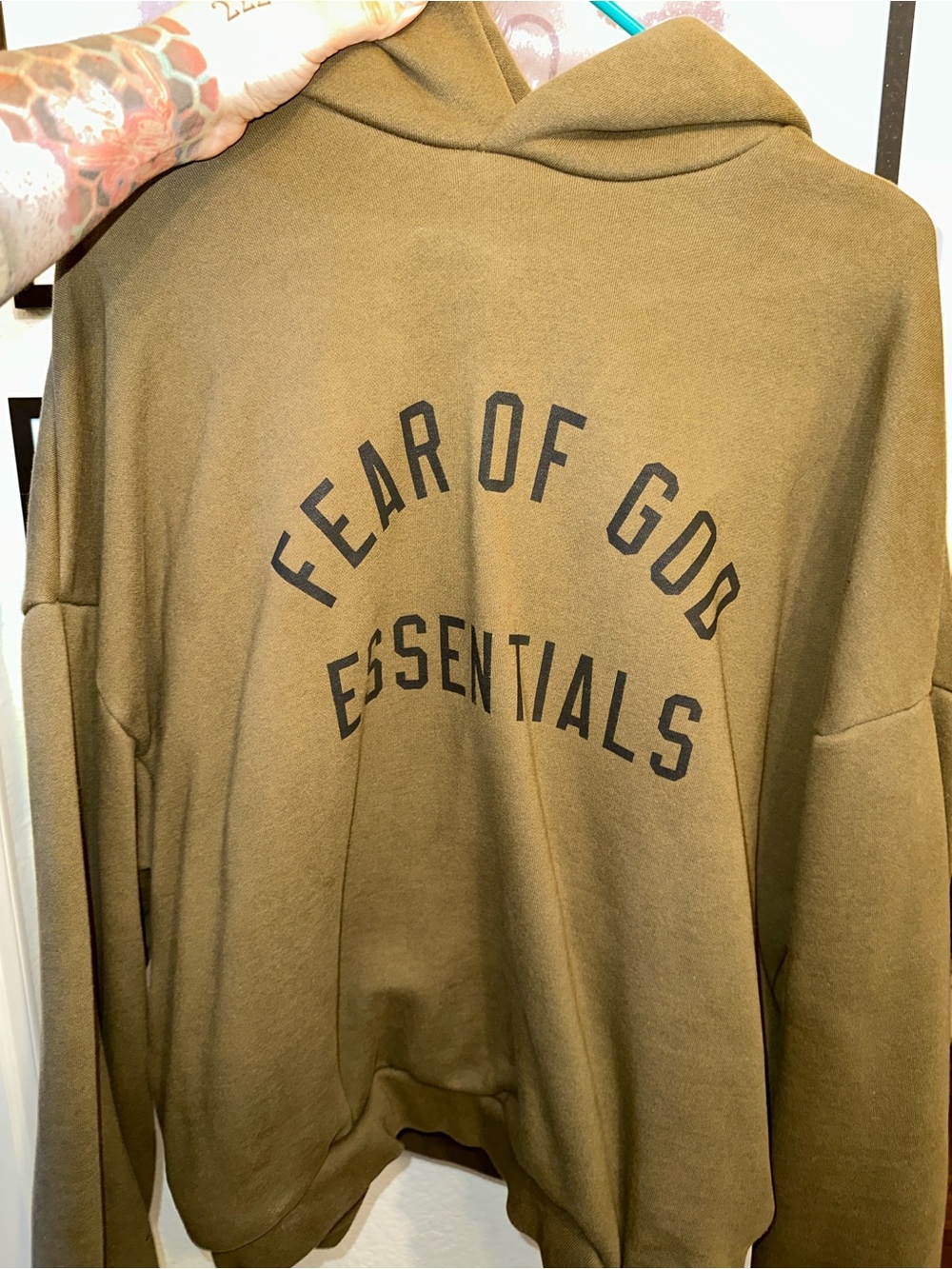 Fear of God Essentials Olive Green Hoodie